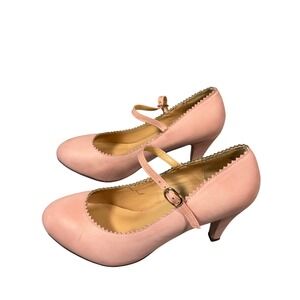 J. Adams Honey Mary Jane Pumps Womens 10 Pink Good Scalloped Kitten Heel Retro